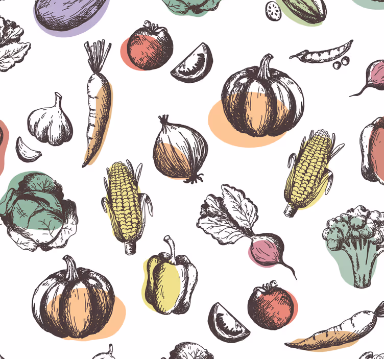 Ingredients pattern retro style kitchen roller blind - TenStickers