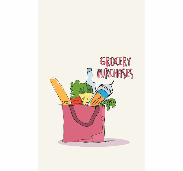 Grocery illustration kitchen roller blind - TenStickers