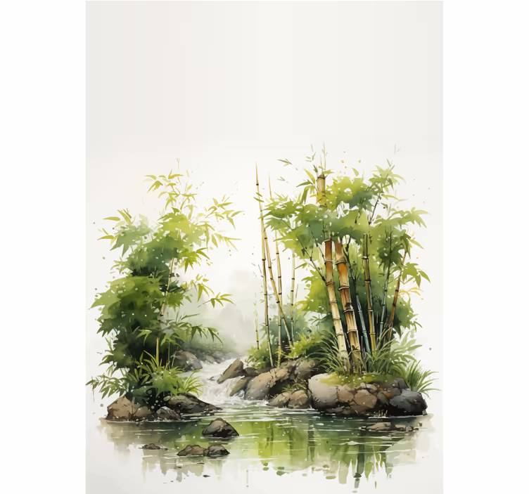 Zen bamboos and water fountain bathroom roller blind - TenStickers