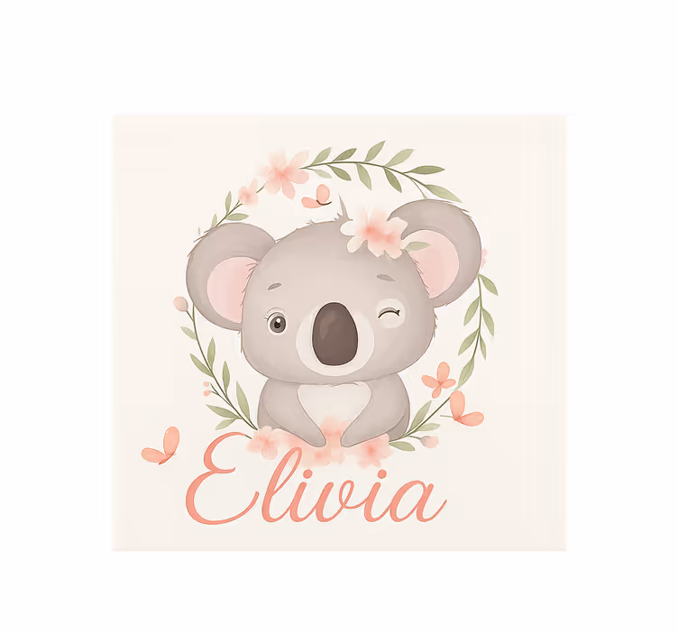 Koala with name customise roller blind - TenStickers