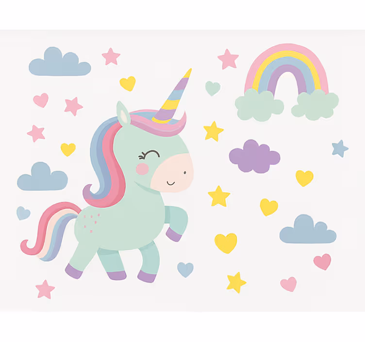 Colorful unicorn design children room roller blind - TenStickers