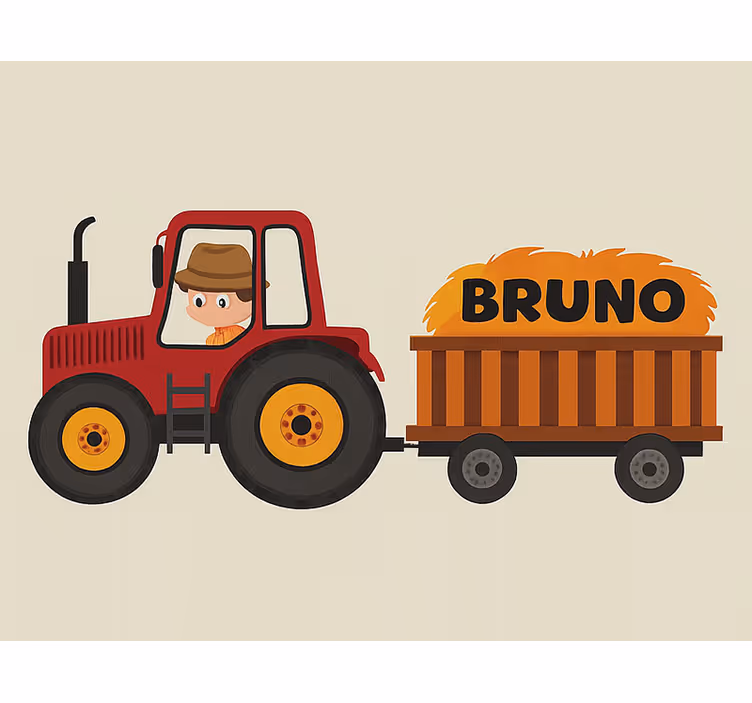 Tractor design with name children room roller blind - TenStickers