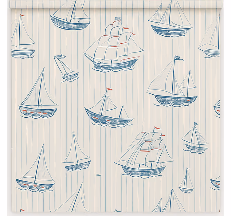 Drawing boats design children room roller blind - TenStickers
