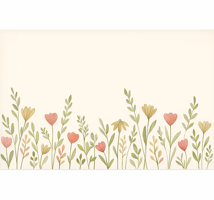 Field Flowers Border kitchen roller blind - TenStickers