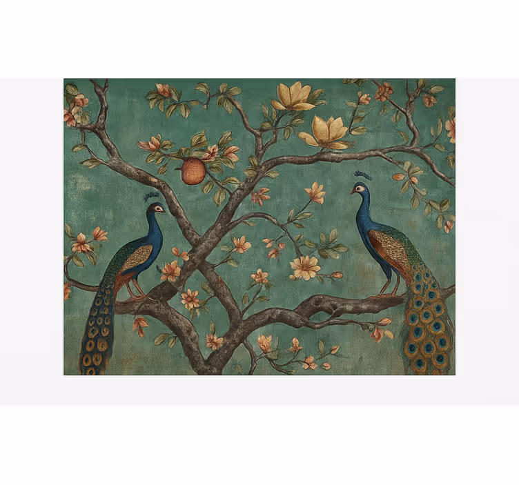 Ornate peacock tapestry living room roller blind - TenStickers