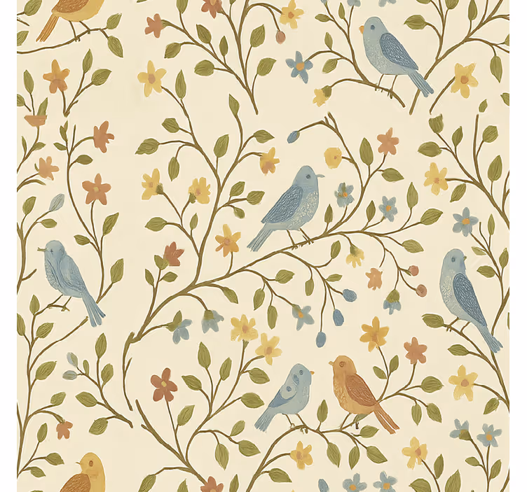 Colorful bird-and-branch living room roller blind - TenStickers