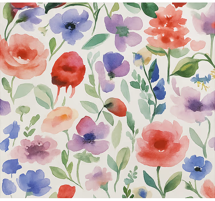 Vibrant watercolor floral living room roller blind - TenStickers