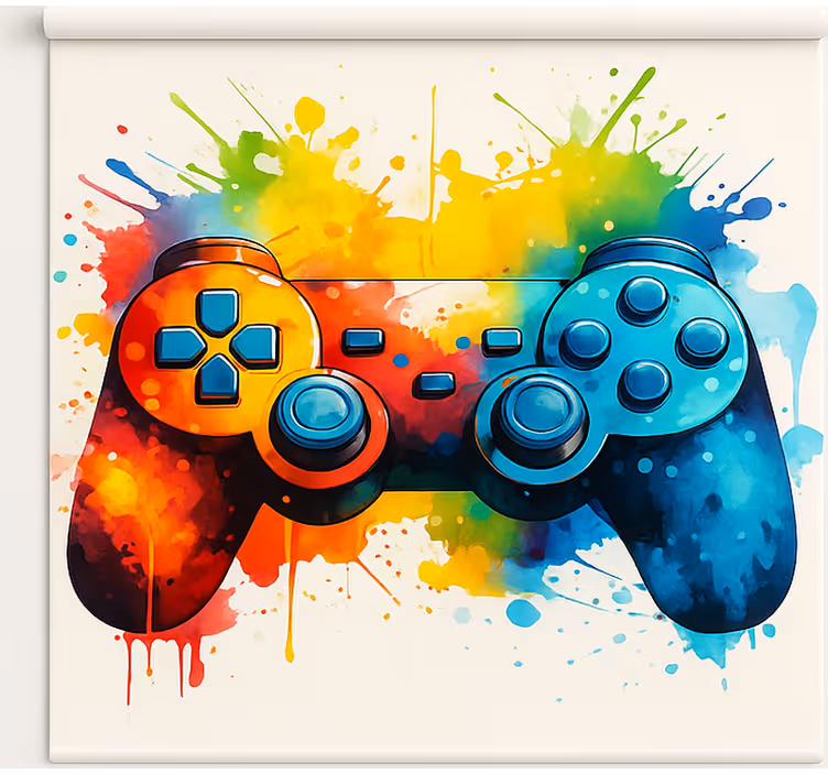 Bright paint splash controller geek roller blind - TenStickers