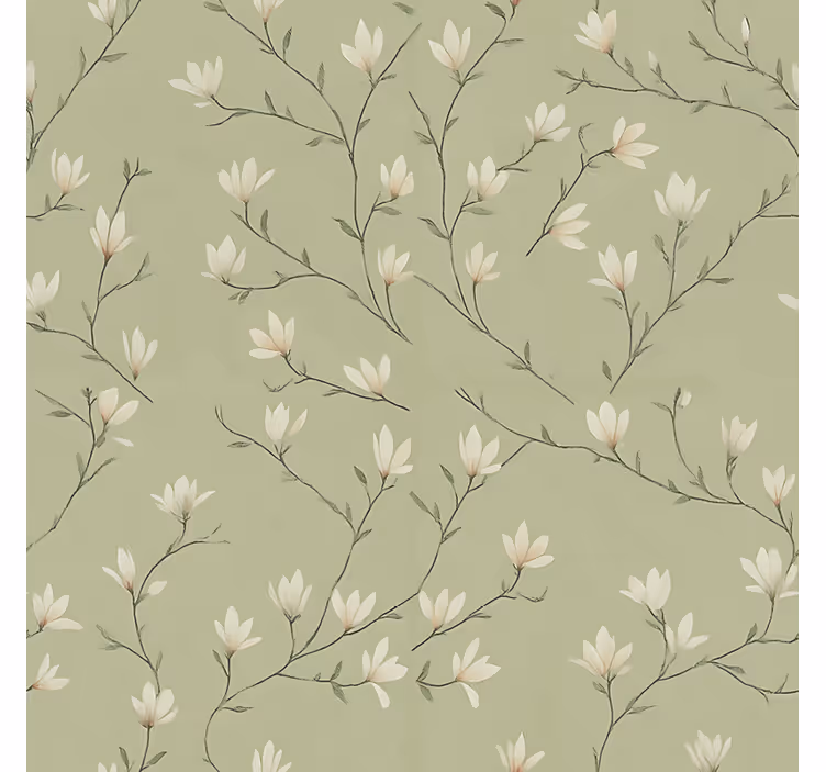 Dining room roller blind in olive tone blooming branches - TenStickers