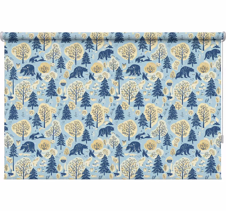 Scandinavian roller blind bear in scandinavian woods - TenStickers