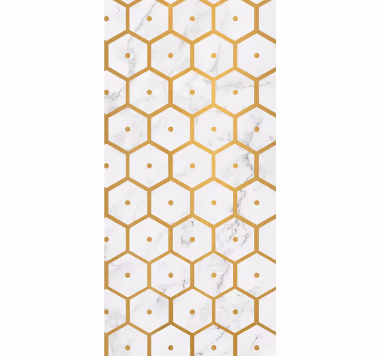 Bathroom roller blind with hexagonal gold marble - TenStickers