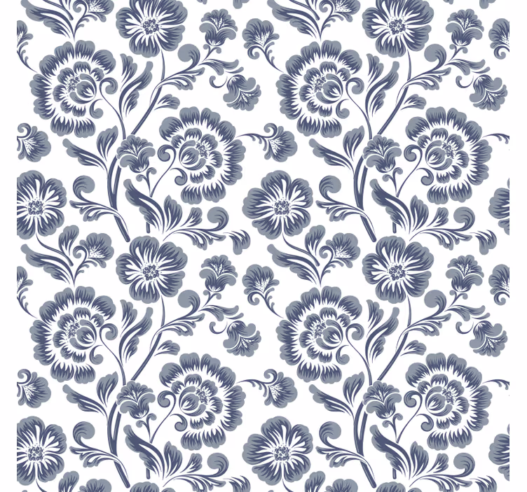 Bathroom roller blind with blue flowers on white - TenStickers