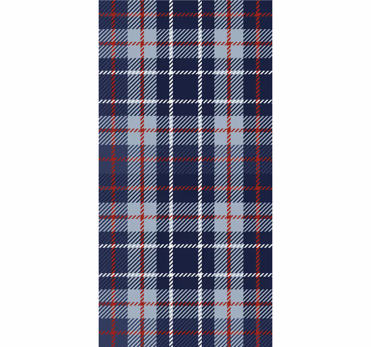 Home office roller blind blue and red tartan - TenStickers