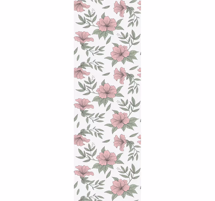 Pink floral motif dining room roller blind - TenStickers
