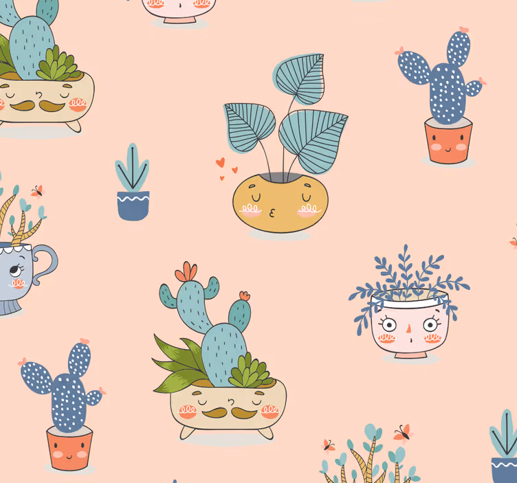 Dining room roller blind with animated plant pots - TenStickers