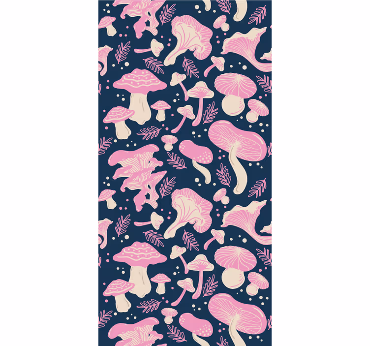 Kitchen roller blind pink mushroom seamless pattern - TenStickers