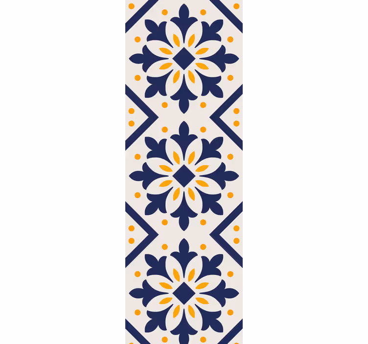 Kitchen roller blind in blue and vibrant yellow tile - TenStickers