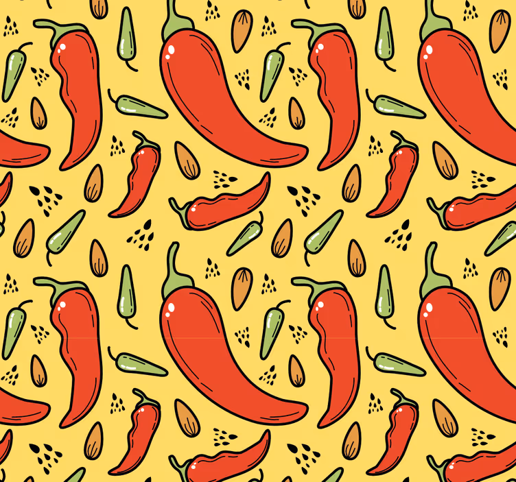 Kitchen roller blind in red and green hot chili - TenStickers