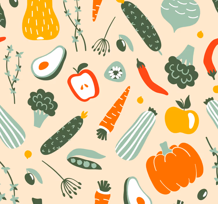 Kitchen roller blind featuring vibrant food designs - TenStickers