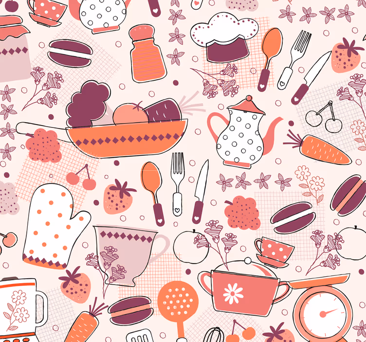 Kitchen roller blind with heart-shaped food design - TenStickers