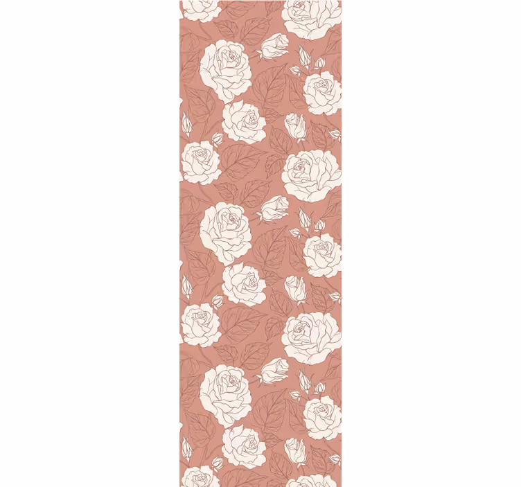 Dining room roller blind with terracotta large roses - TenStickers