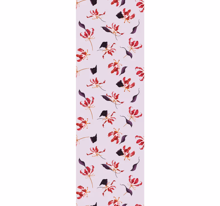 Dining room roller blind with hand-drawn red lily design - TenStickers
