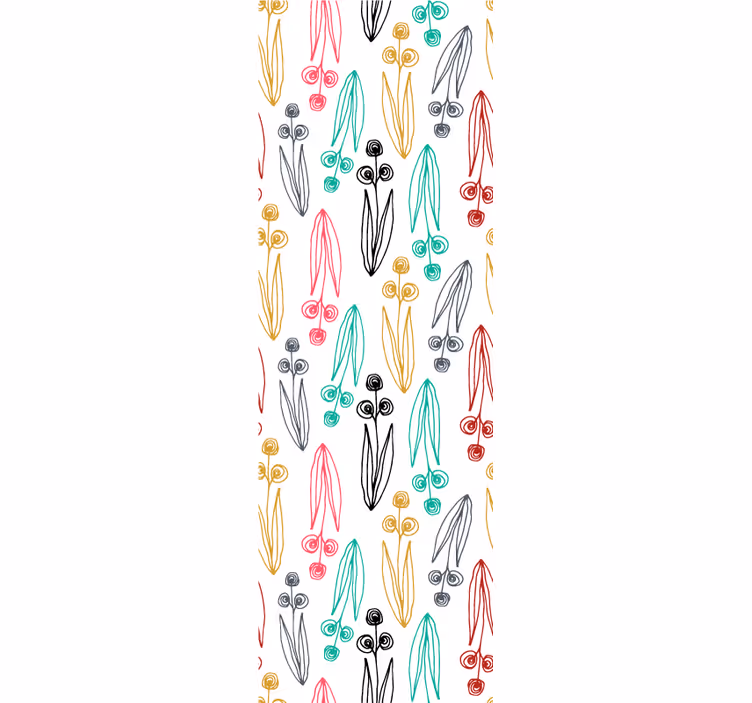 Dining room roller blind with colorful floral lines - TenStickers