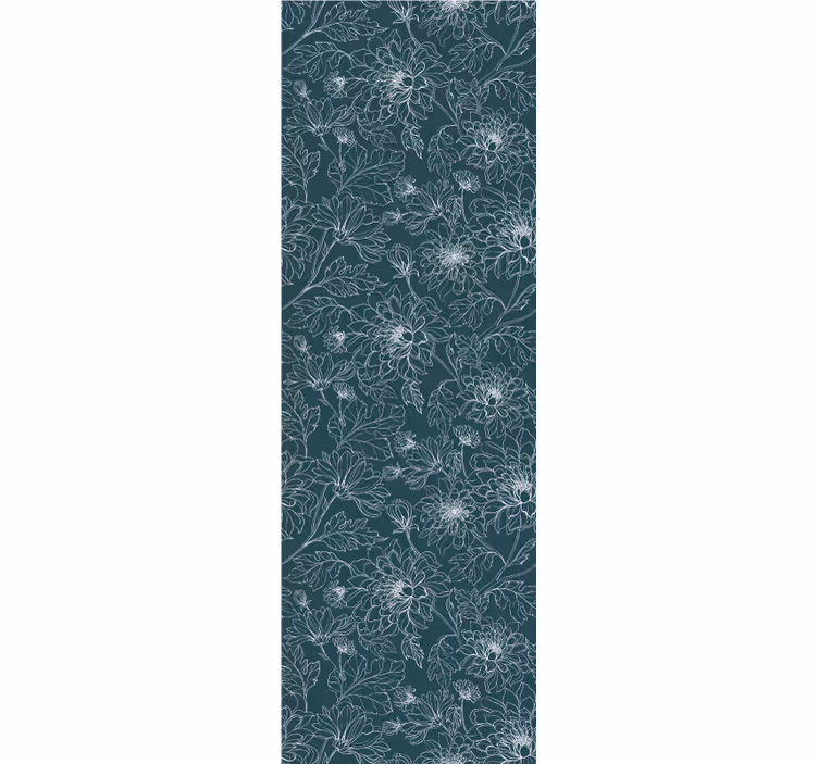 Dining room roller blind grandmillennial white flowers - TenStickers