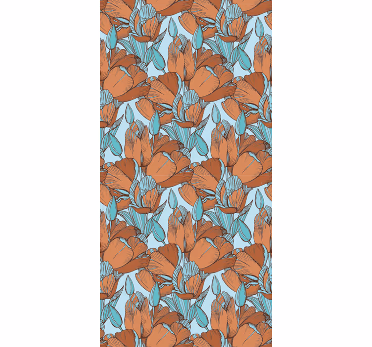 Dining room roller blind with blue tulip design - TenStickers
