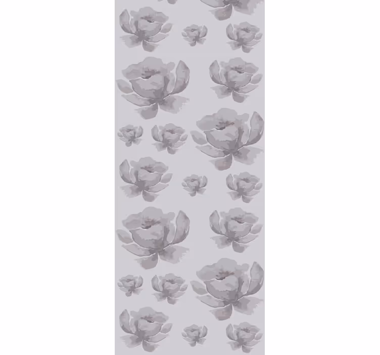 Dining room roller blind in gray 80's floral pattern - TenStickers
