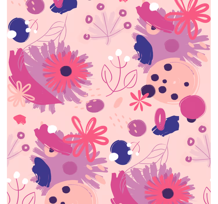 Dining room roller blind with abstract purple flowers - TenStickers