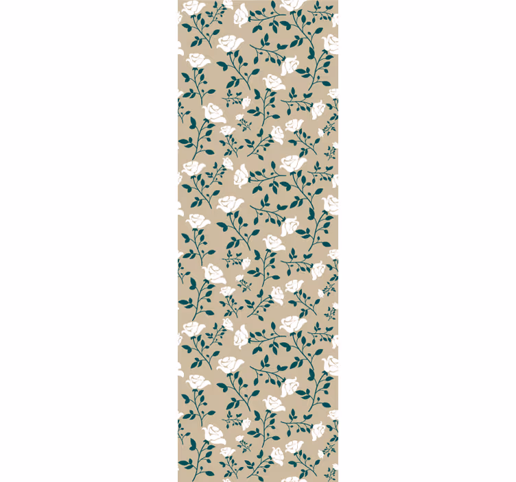 Dining room roller blind with white vintage rose pattern - TenStickers
