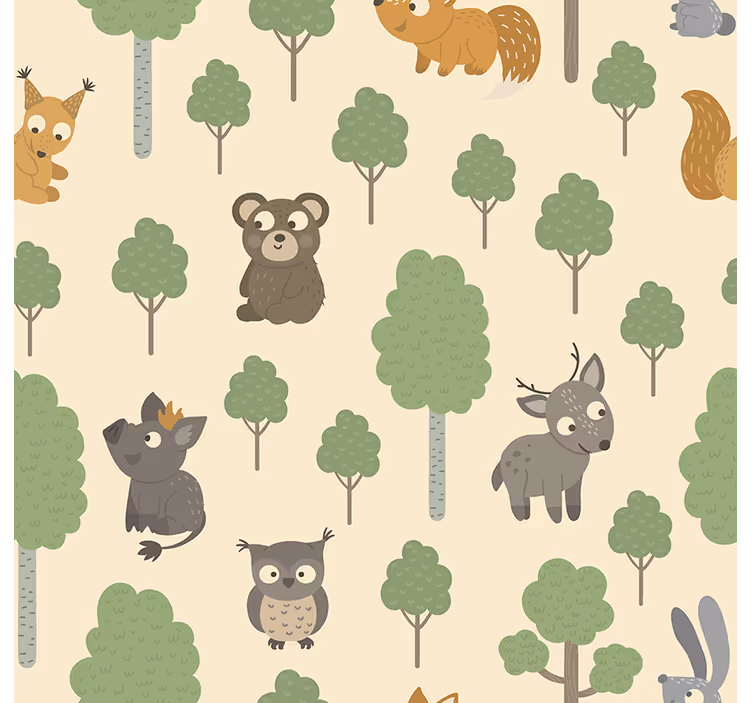 Children room roller blind with forest creatures design - TenStickers