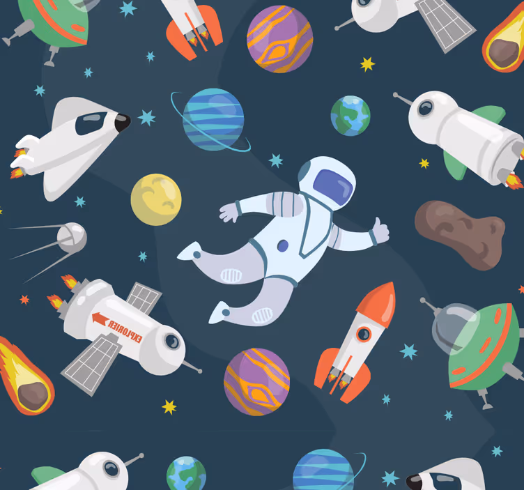 Children room roller blind space adventure - TenStickers