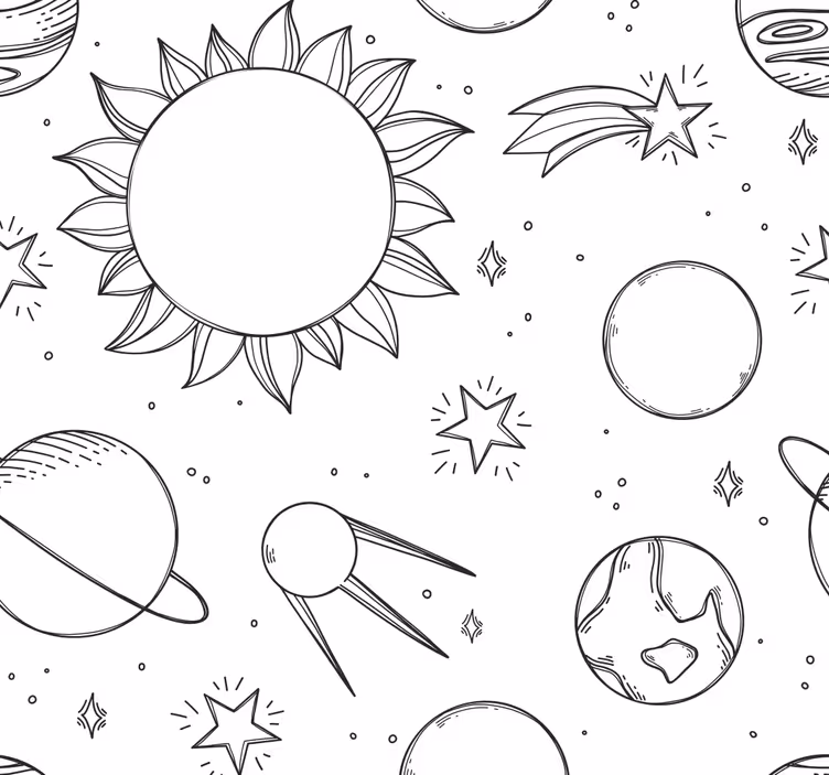 Space doodle children room roller blind - TenStickers