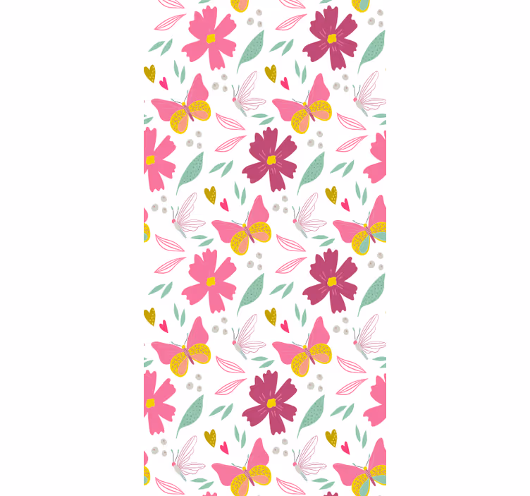 Children room roller blind with pink and yellow flowers - TenStickers