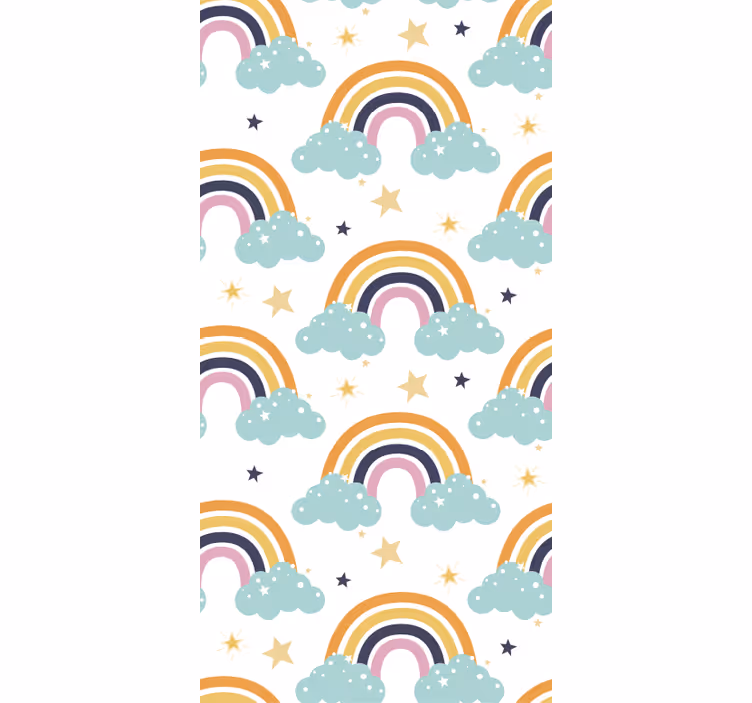 Children room roller blind with colorful rainbows and clouds - TenStickers