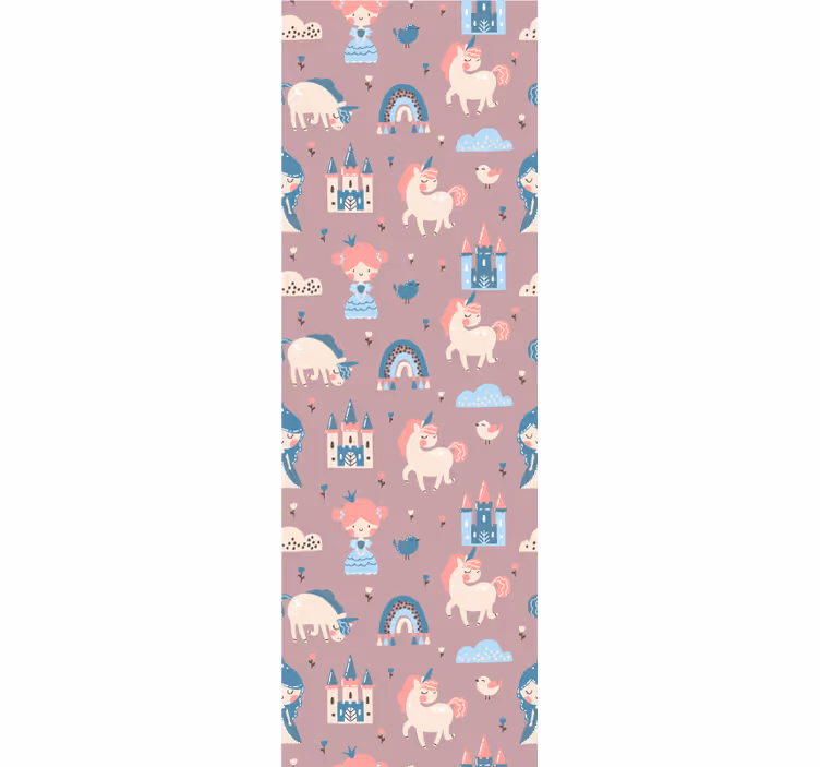Children room roller blind pastel unicorns and princess - TenStickers
