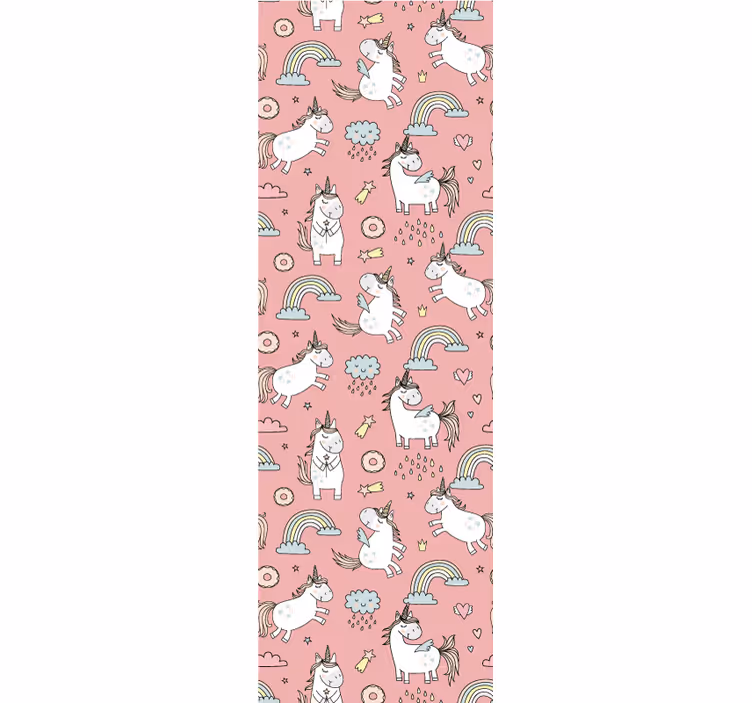 Children room roller blind with pink unicorns and rainbows - TenStickers