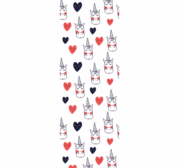 Children room roller blind unicorn pattern with hearts - TenStickers
