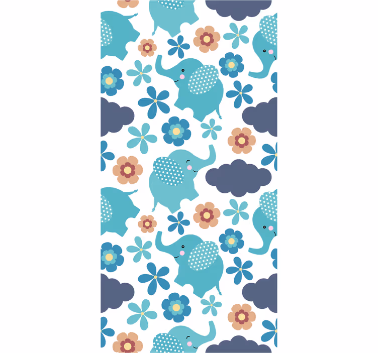 Children room roller blind with elephants and flowers - TenStickers