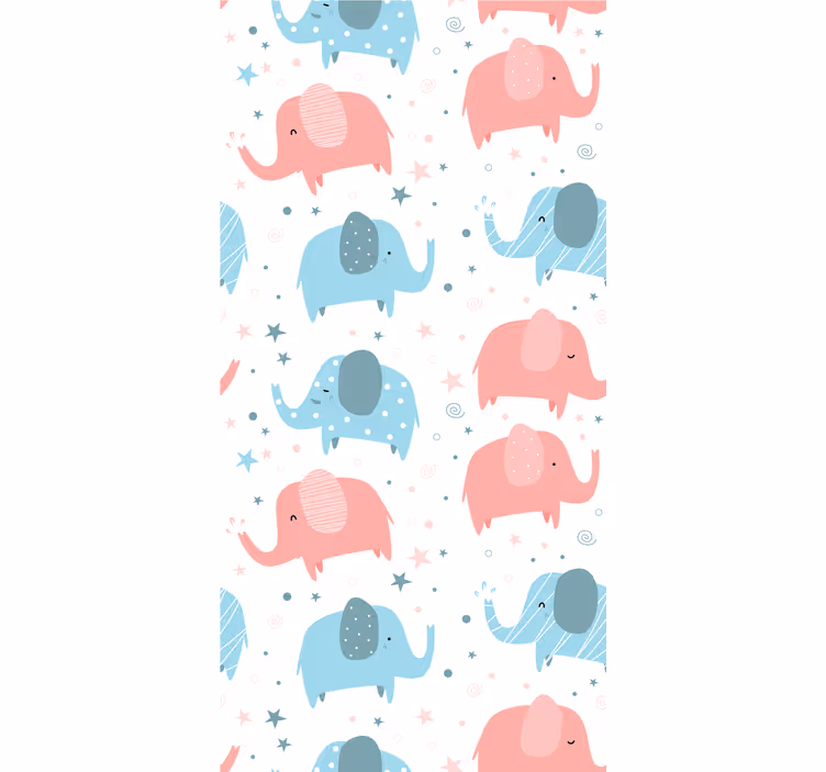 Children room roller blind elephant pink and blue - TenStickers
