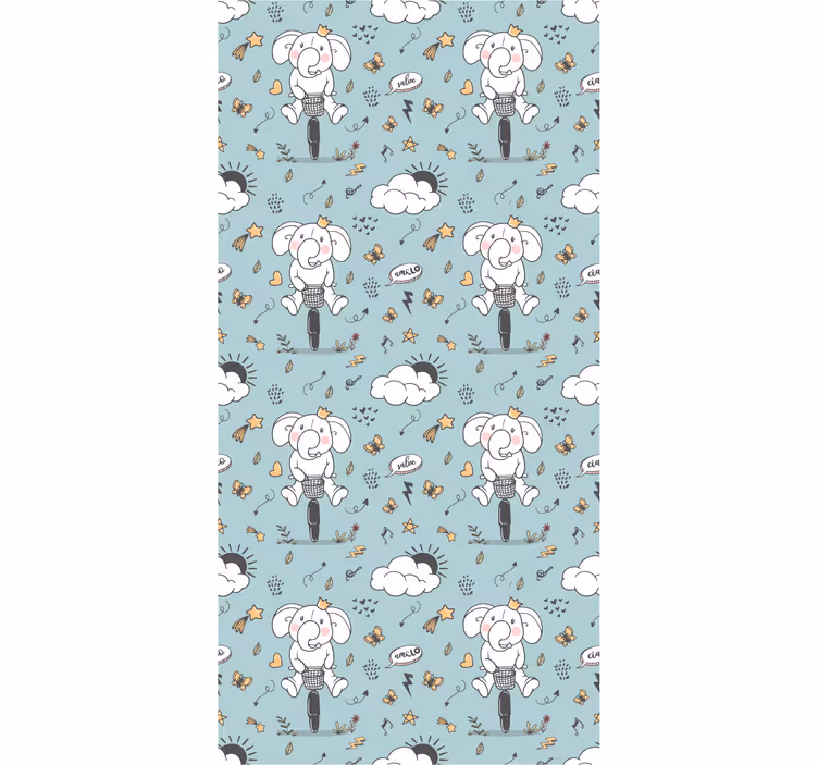 Children room roller blind with waving elephants - TenStickers