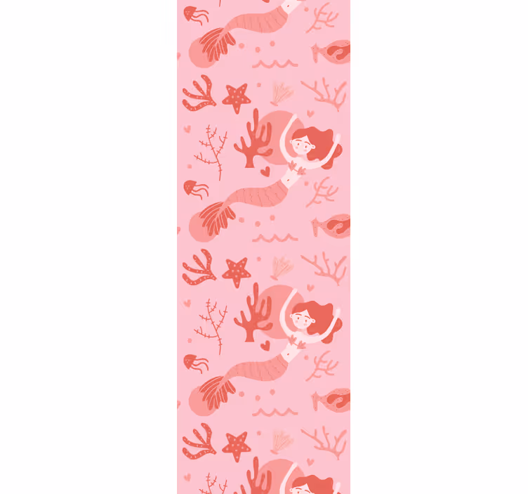 Children room roller blind mermaid pink waving smile - TenStickers