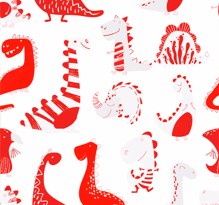Children room roller blind with red dinosaur sketches - TenStickers