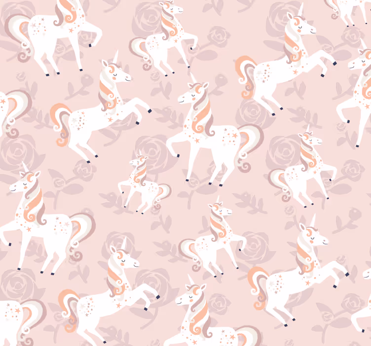 Children room roller blind pink tall unicorn flowers - TenStickers