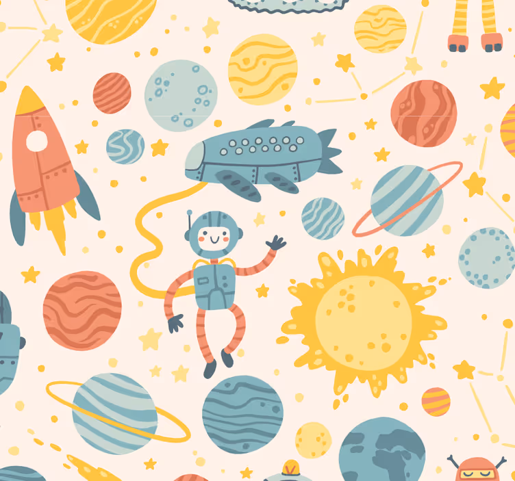 Children room roller blind space adventure theme - TenStickers