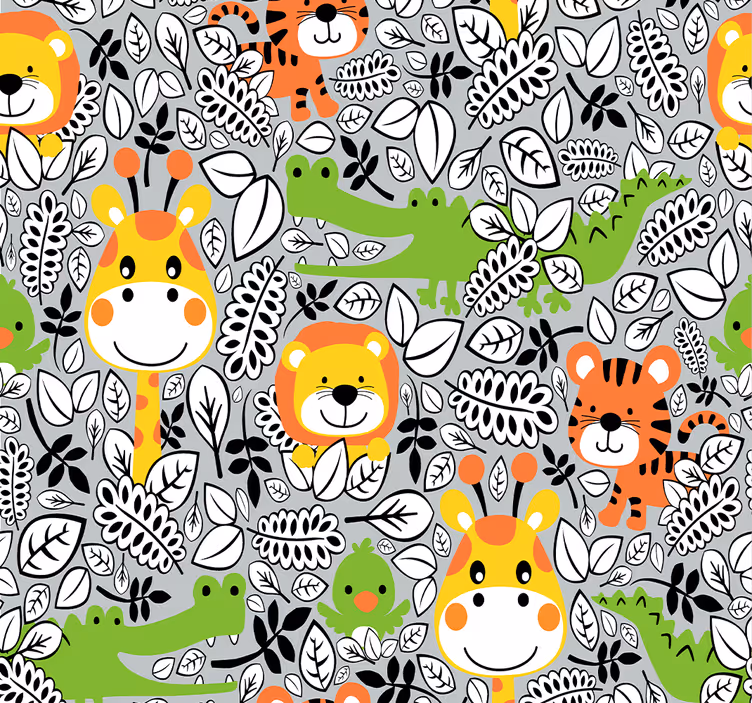 Children room roller blind jungle friends grey - TenStickers