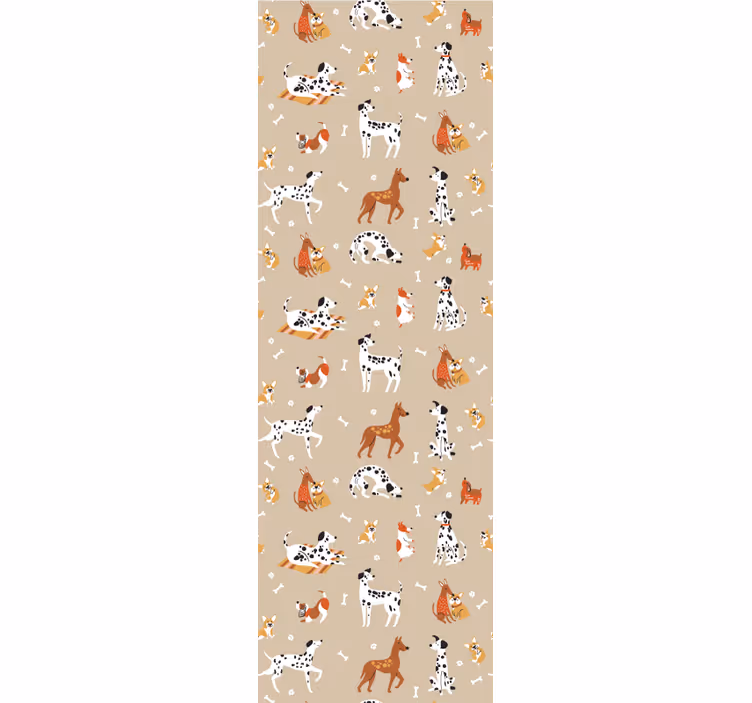 Children room roller blind with cute dogs on beige - TenStickers
