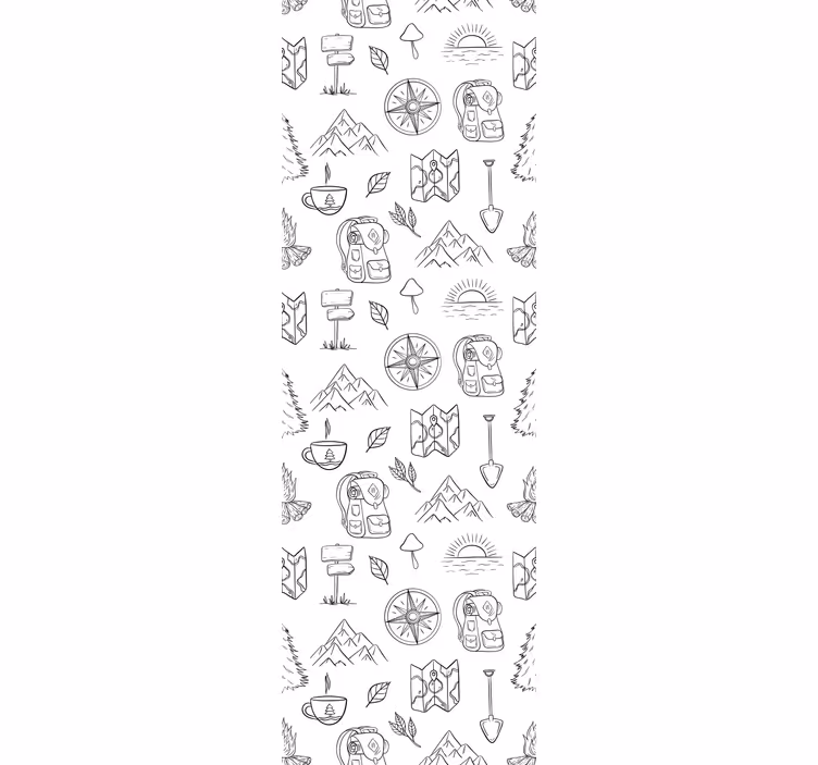 Children room roller blind hand drawn compass and mountains - TenStickers